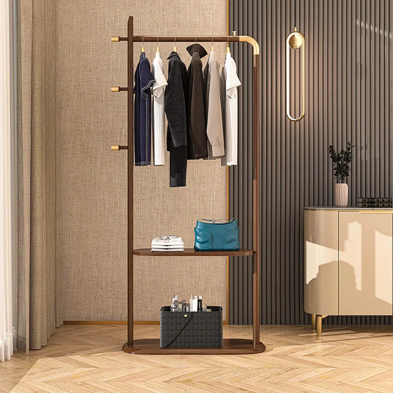 

Solid Wood Bedroom Coat Racks Luxury Balcony Minimalist Floor Coat Racks Vintage Mirror Tendedero Ropa Plegable Furniture