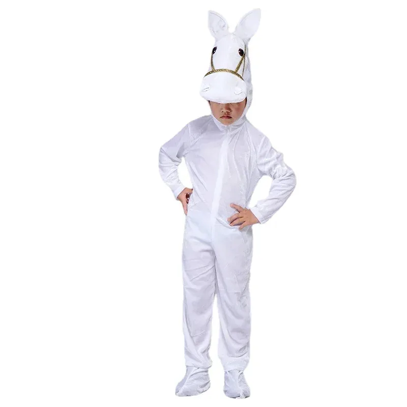 

Детский белый костюм аниме коричневая лошадь унисекс вечерние комбинезон Пурим костюмы для косплея на Хэллоуин для малышей