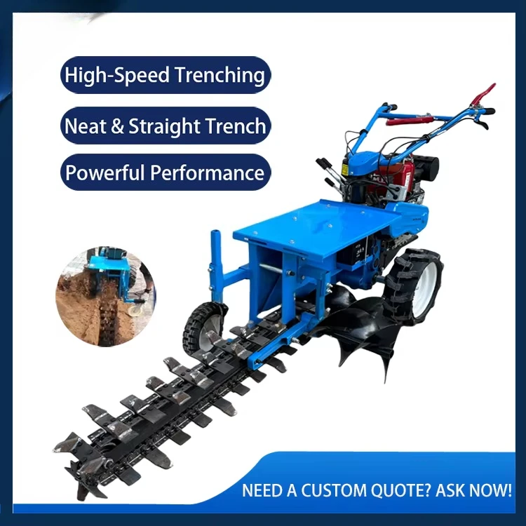 Hand Hard Soil Irrigation Pipe Road Orchard Fertilizing Handheld Chain Micro Ditch Witch Mini Trencher for Sale