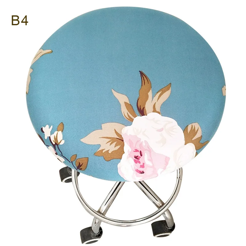 LIUXDIV Round Chair Cover Bar Stool Cover Elastic Seat Cover Home Chair Slipcover Floral Printed Household Goods Round Stool