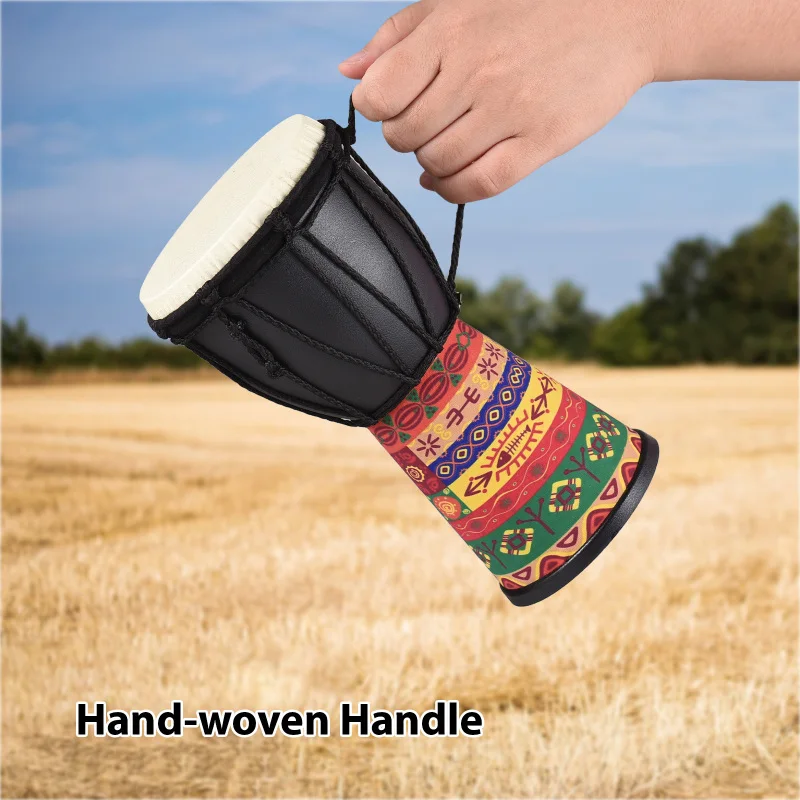 4 Inch African Drum Portable Hand Drum Lightweight Hand Clapping Drum Bongo Drum for Beginner Traditional Percussion Instrument