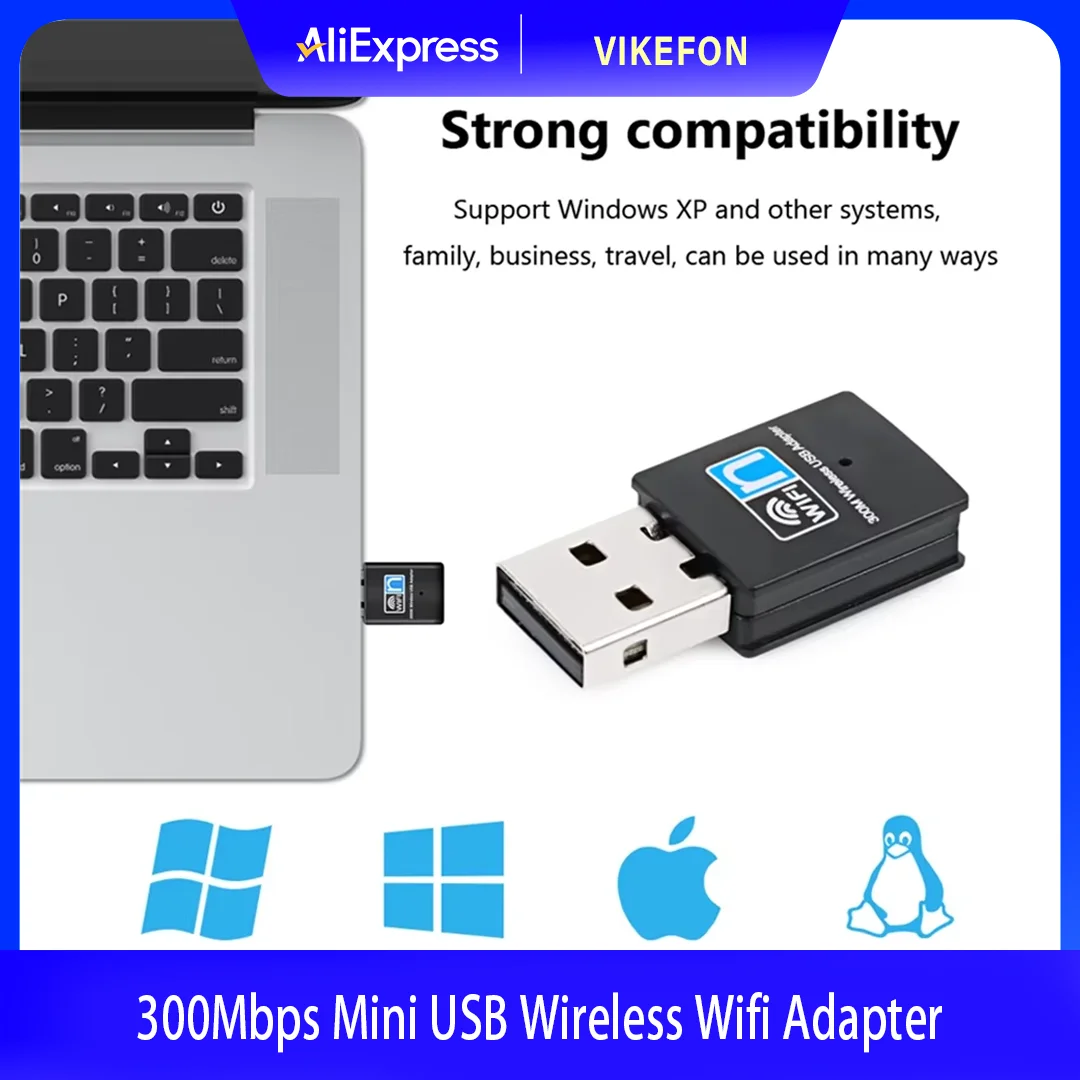 

300 Мбит/с беспроводной USB-адаптер Wi-Fi 802.11N USB 2.0 WiFi-приемник ключ 300 Мбит/с беспроводная сетевая карта для настольного ноутбука Windows