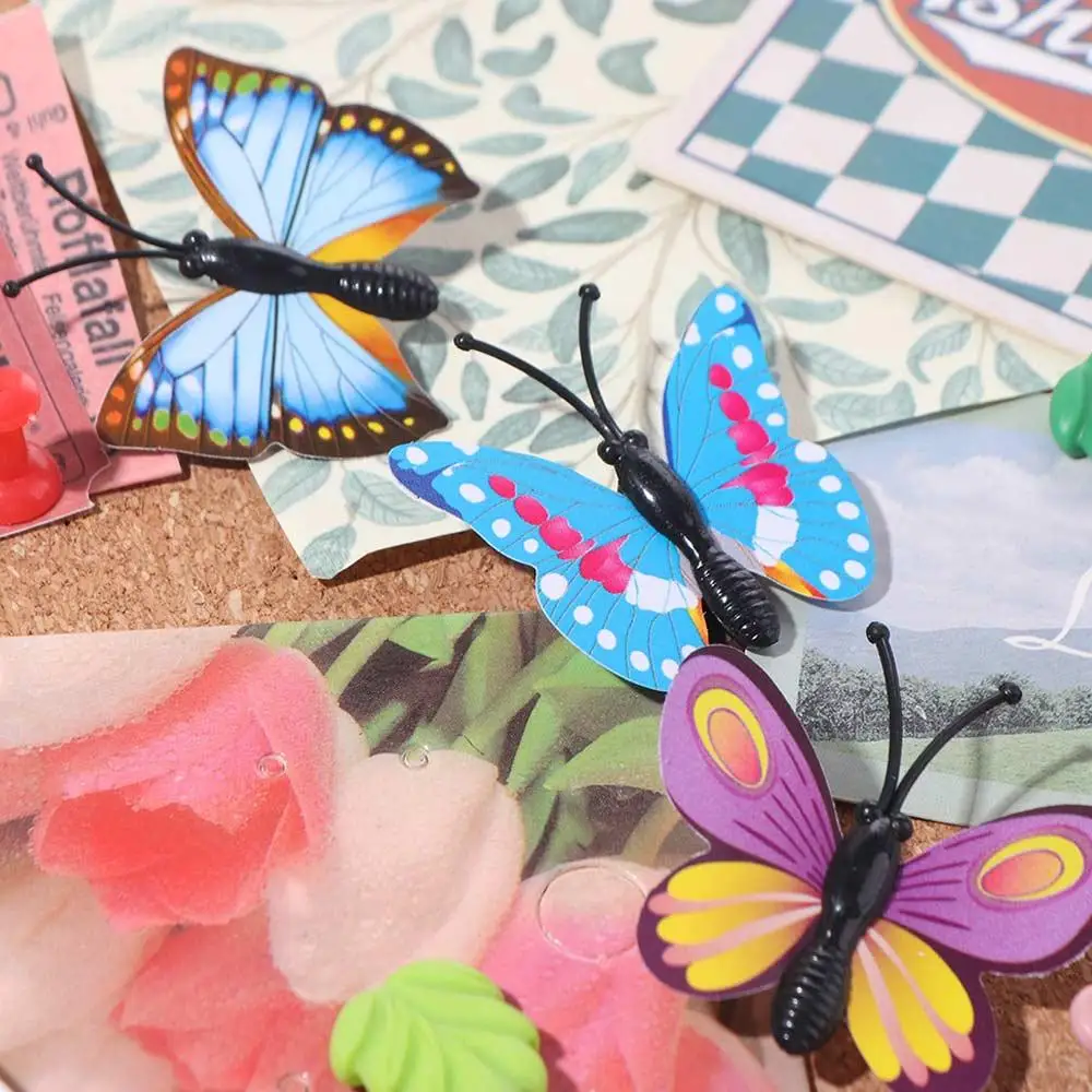 

30Pcs Creative Colorful Butterflies Push Pins DIY Reusable Blackboard Push Pins Cute with Box Decorative Studs Wall Markers