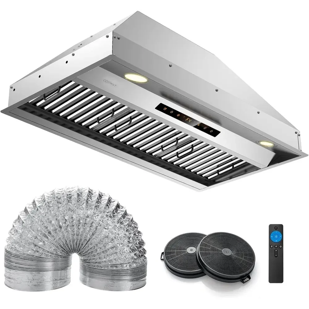 

Встраиваемая вытяжка 36 дюймов, 900 CFM, канальная/конвертируемая, из нержавеющей стали, с 4 скоростями, управлением сенсорным/жестовым/пультом ДУ