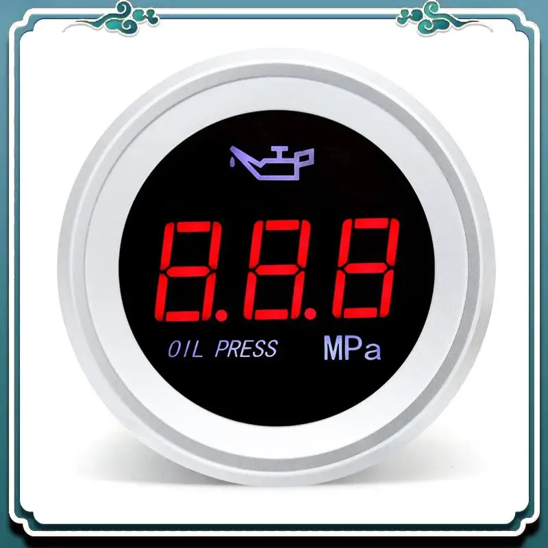 ABTU-52Mm Oil Pressure Gauge Car Digital Meter LED Display Without Sensor Round Digital Oil Gauge