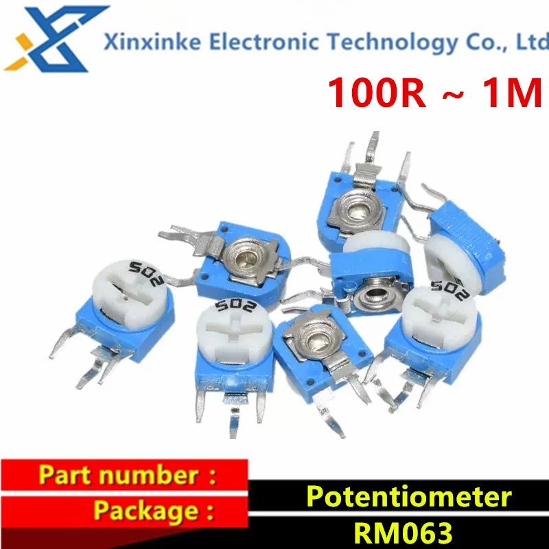 

10PCS RM063 Trimpot Trimmer Potentiometer Variable Resistor RM-063 100 200 500 1k 2k 5k 10k 20k 50k 100k 200k 500k 1m Ohm 202