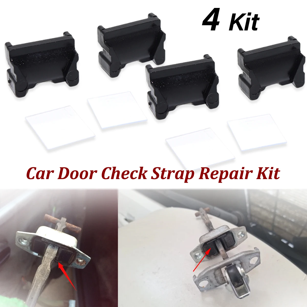 

4Kit For Toyota ALLEX I AVENSIS VERSO II CAMRY GRACIA New Door Check Strap Limiter Repair Kit Stopper Damping Spring Clips Black