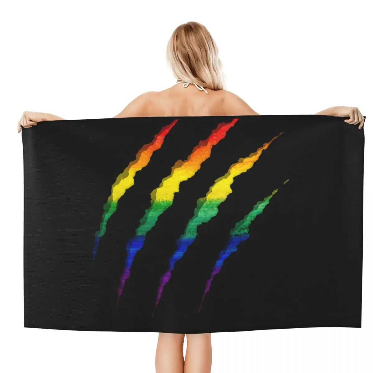 Custom LGBT Ripped And Shredded Soft Linen Microfiber Beach Bath Towel Quick Dry GLBT Gay Lesbian Pride Bathroom Sports Towels