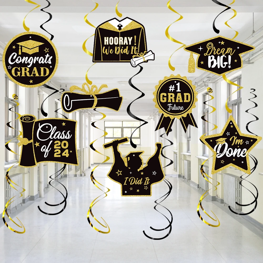 Graduation Season Theme Party Decoration Congrats Grad Banner Glasses Cake Toppers for Graduation Celebration Party Supplies