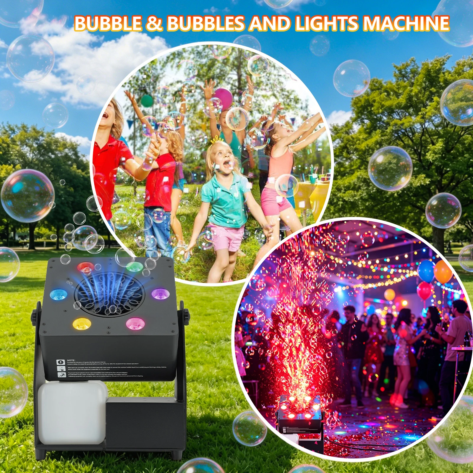 90W LED Bubble Machine RGBW Stage Effect DJ Bubbles Spraying Moving Head Height 10-15M DMX512 for Wedding Club Disco Party