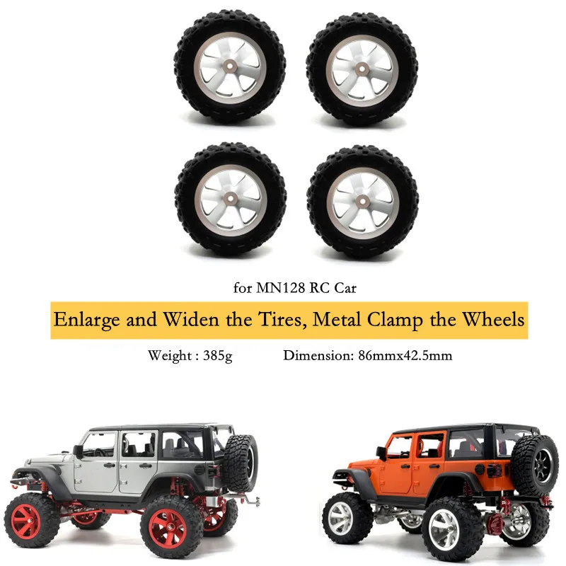 Enlarge and Widen the Wheel for MN Model MN128 Wrangler RC Car, Metal Clamp Wheel Hub, Upgrade Spare Parts, Tire Modification