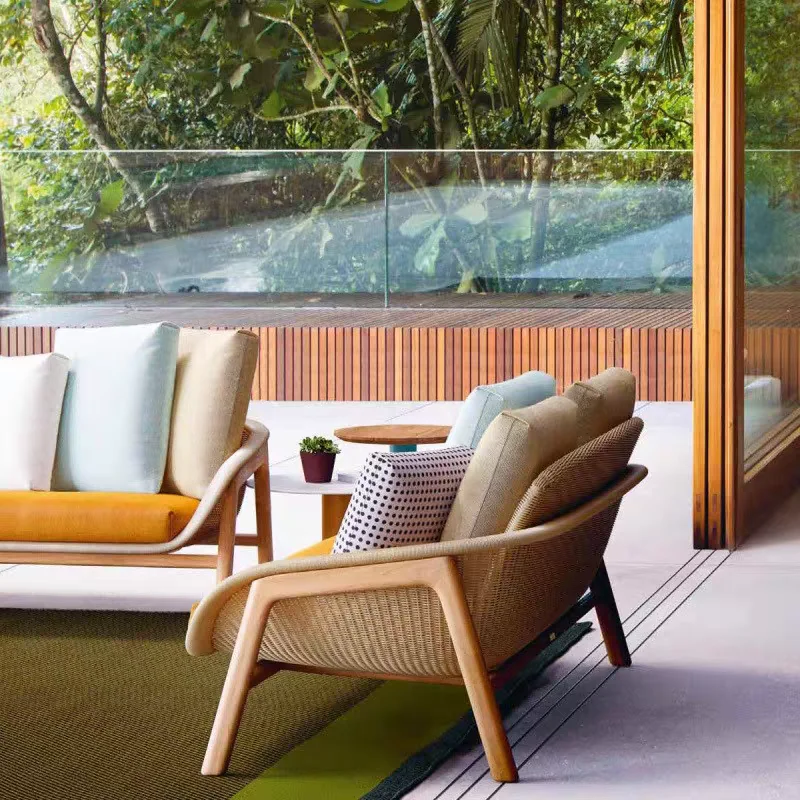 

Rattan Woven Leisure Table Outdoor Sofas Accent Relax Simplicity Floor Garden Sofas Balcony Furniture Arredo Giardino Lshysf