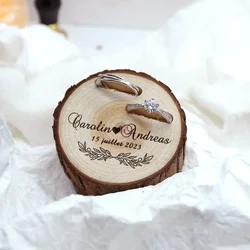 1PCS Free Engraving Logo Tree Stump Wooden Wedding Ring Box Customize Rustic Wooden Holder Ring Proposal Storage Wooden Ring Box