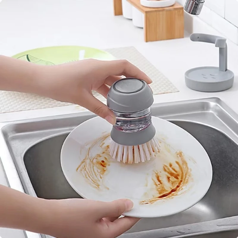 Dish Brush with Multi Use Soap Dispensing Scrub Brush for Household Universal Kitchen Dish Palm Brush with