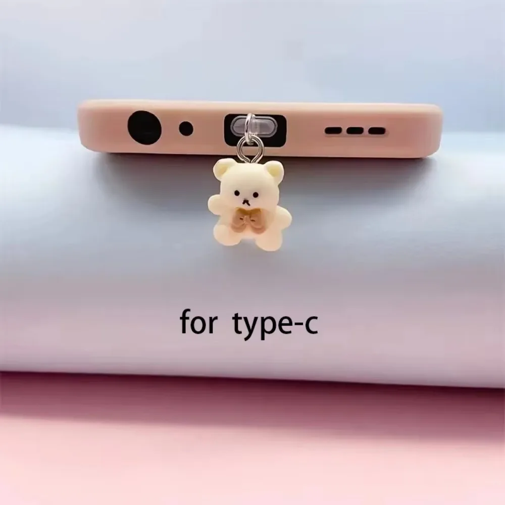 New Kawaii Mobile Phone Dust Plug Anti Dust Cap Charge Port Plug Bear Dust Plug Interface Decorative Cute Dust Cover