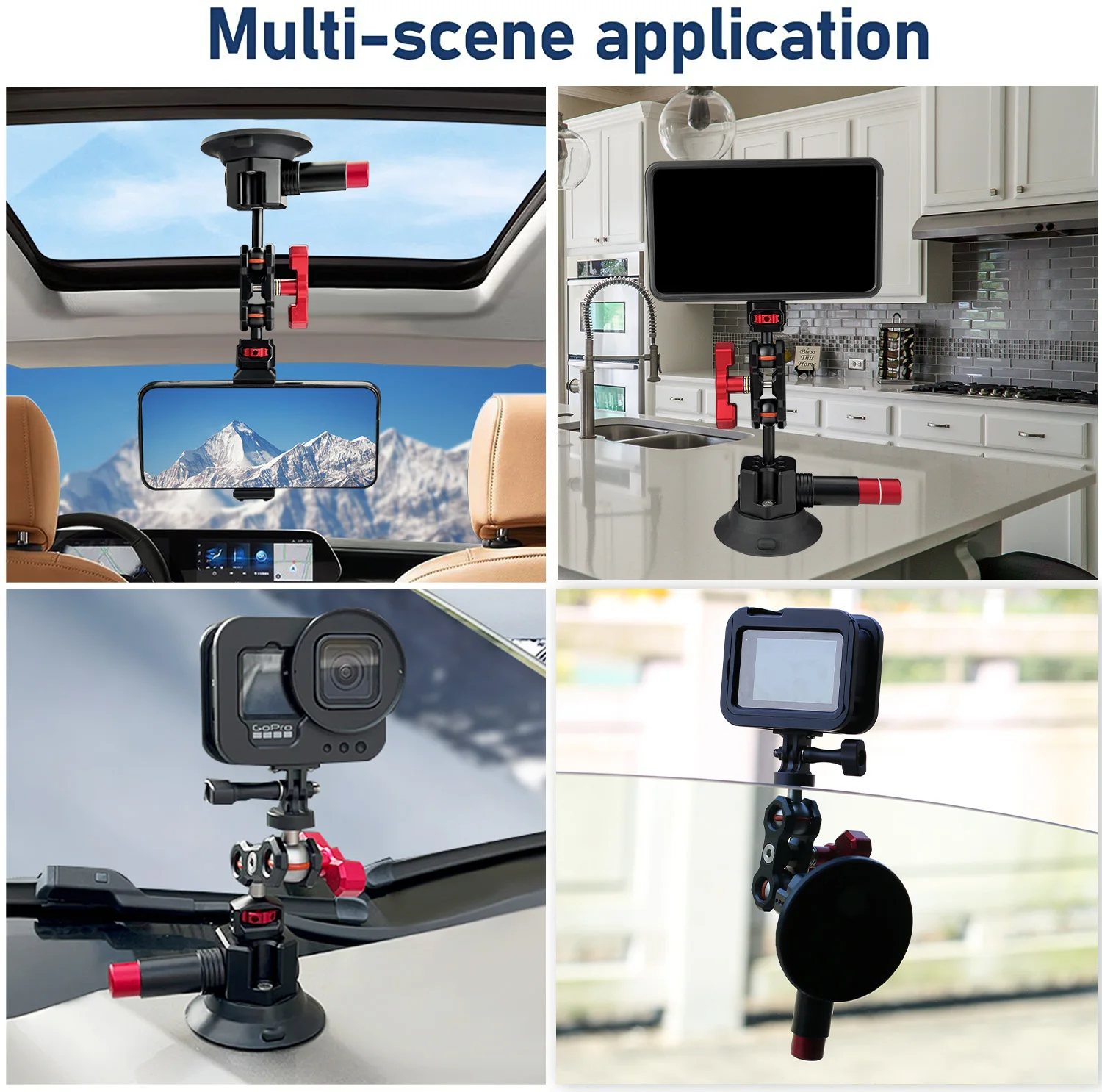 Fifiled Hot Selling Aluminum Alloy Small Hand Pump 1/4-3/8 Thread 3Inches Car Suction Cup Mount For Camera