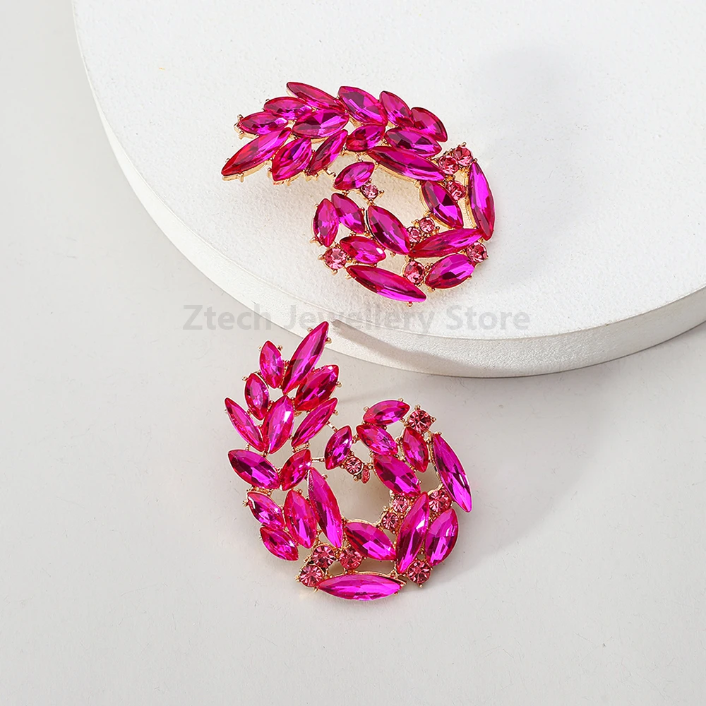 أقراط كبيرة من الزجاج الهندسي للنساء ، براقة وحلوة ، لامعة ، أزياء كورية ، بساطة ، بيان خفيف الوزن ، هدية مجوهرات