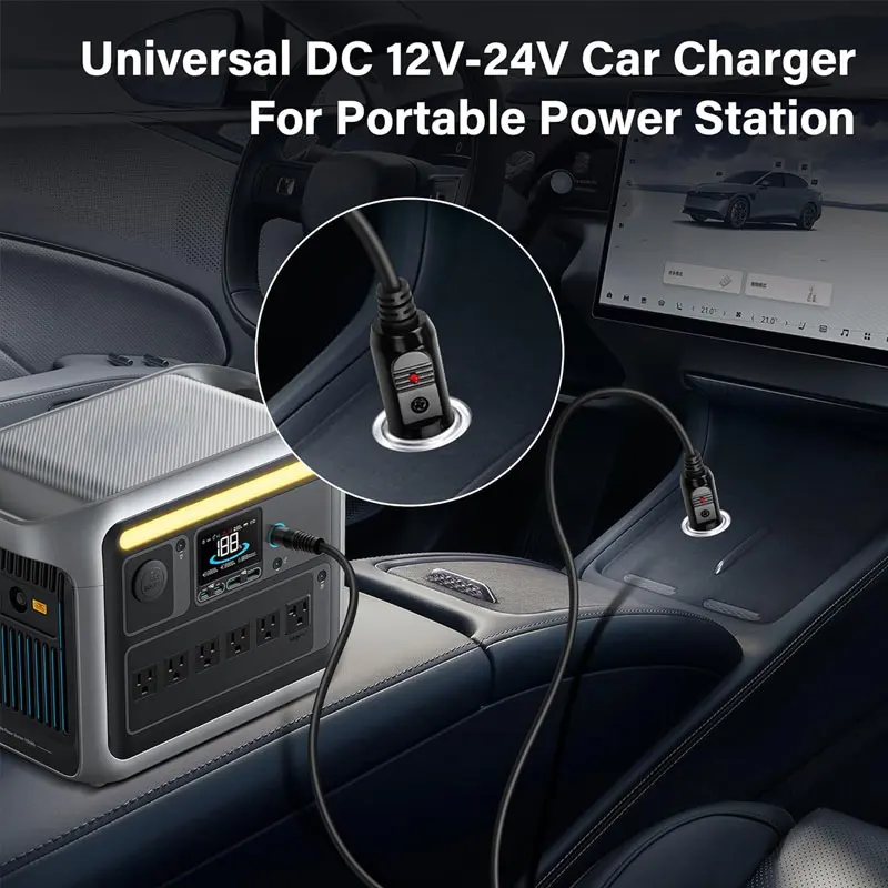1.5 Meters DC7909(DC8mm) to Car Cigarette Lighter Cable for Bluetti AC180/B80/EB3A/EB70/AC60 Anker 521 Portable Power Stations. - view 6