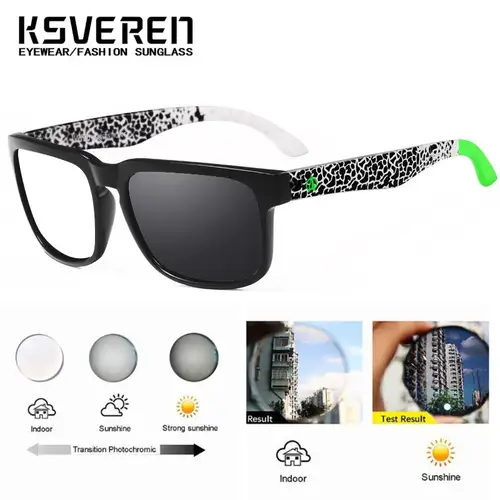 Imagen 2 del producto Gafas deportivas fotocromáticas cuadradas para miopía para hombre, gafas para miopía con acabado de marco completo, gafas que cambian de Color para exteriores-0,5 a-6,0