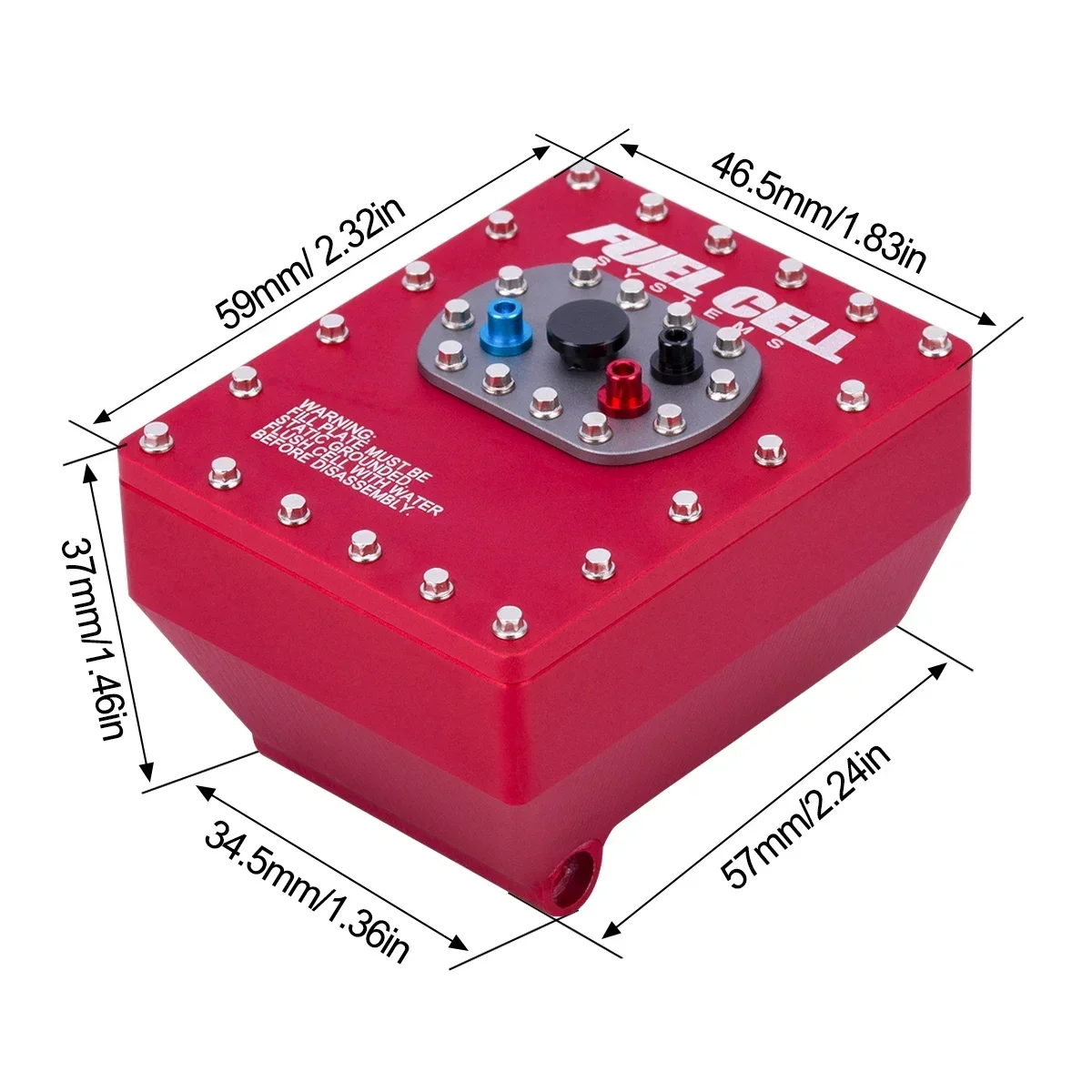 Caja receptora de pila de combustible de aluminio, escala 1/10, tanque de combustible simulado, camiones RC, caja de Radio para Axial Capra 1,9UTB, pieza de chasis, 1 Uds.