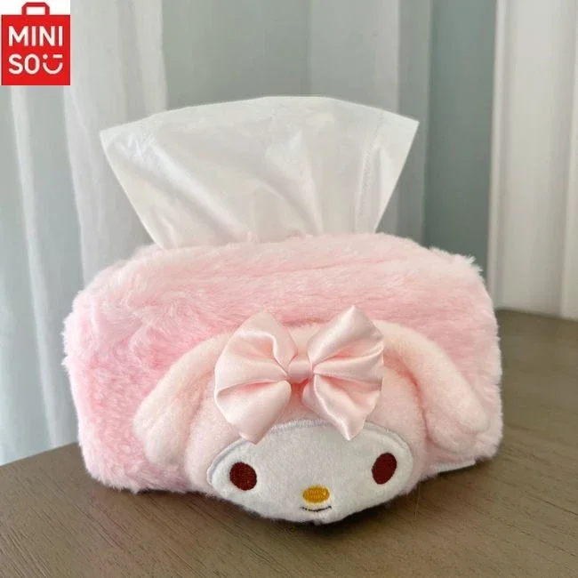 Sanrio HelloKitty My Melody Car Cartoon Plush Tissue Box Anime Kuromi Cinnamon Dog Pudding Dog Lady Car Home Paper Box