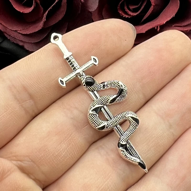 5pcs 54*17mm New Alloy Charm Snake Sword Charms Pendant Designer Charms For Jewelry Making DIY Jewelry Findings