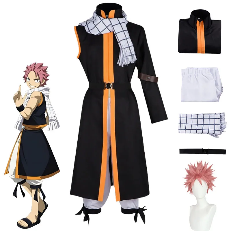 

Fairy Tail END Косплей Этериус Нацу Драгнил Косплей Аниме Костюм Нацу Униформа Плащ Парик Хэллоуин Одежда Костюм для Мужчин