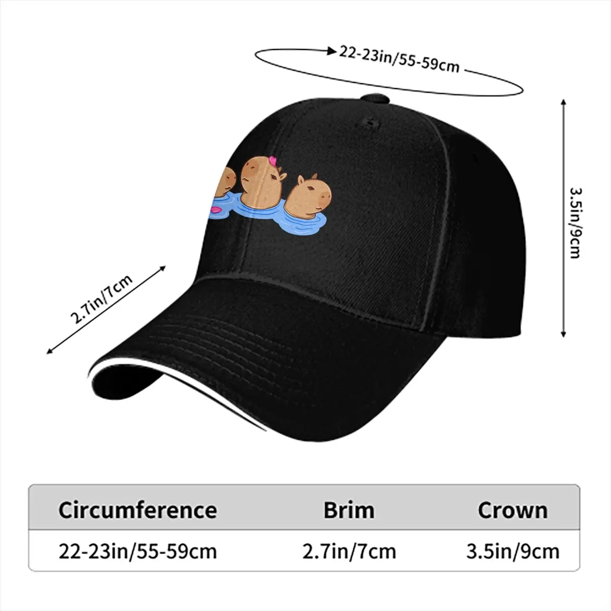 Having a Bath in Spa Baseball Caps Peaked Cap Capybara Animal Sun Shade Hats for Men Women