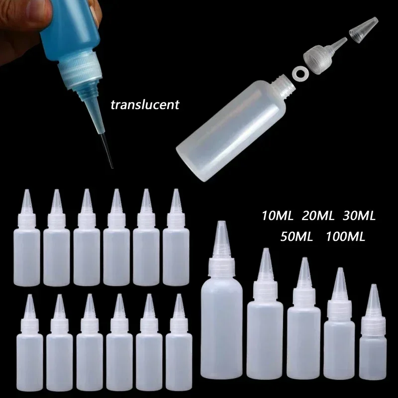 100 Stuks 10 Ml-100 Ml Lege Mini Samendrukbare Plastic Lijm Flessen W/Schroef Deksels Draagbare Vloeibare druppel Fles Inkt Olie Pigment Container