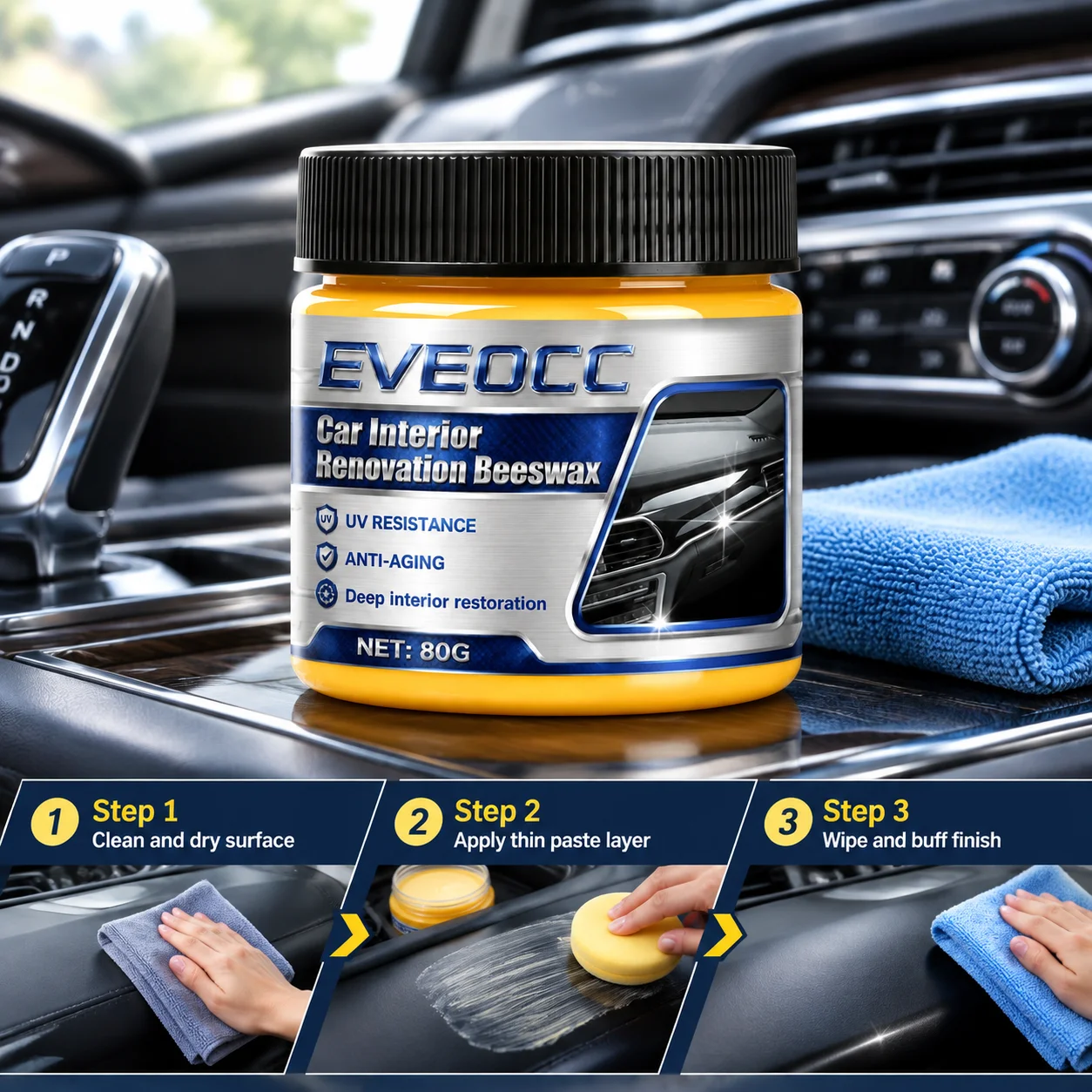 Car Leather Restorer Beeswax 80g Interior Dashboard Plastic Renovation Wax UV Protection Anti Aging Care