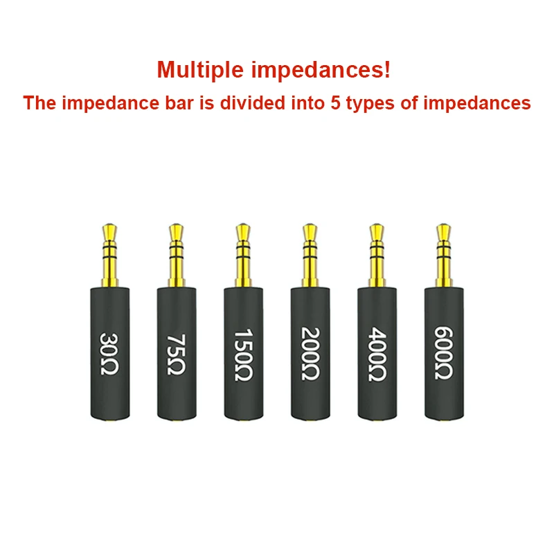 コンダクターイヤホンインピーダンスプラグ 30 75 150 200 400 600 オーム ノイズキャンセリングアダプター抵抗 ノイズフィルタープラグ ﻿