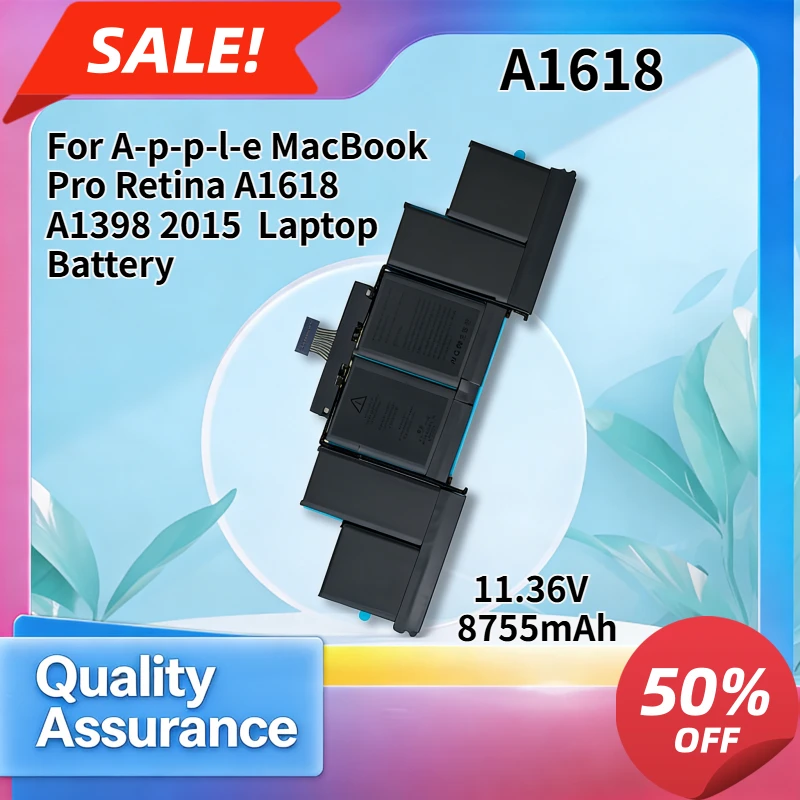 

8755mAh High quality Compatible with A-p-p-l-e MacBook Pro Retina A1618 A1398 2015 Laptop Battery