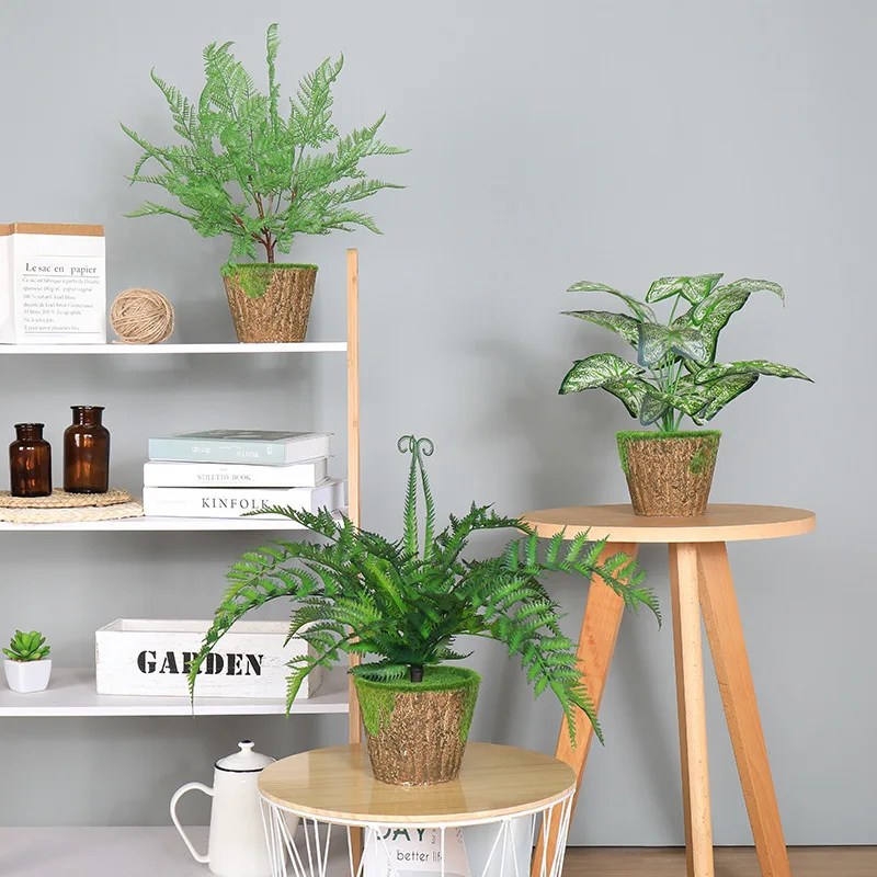 Small potted plants decorated with simulated plants, the back leaves of turtles with green leaves are fleshy, fake and green pla