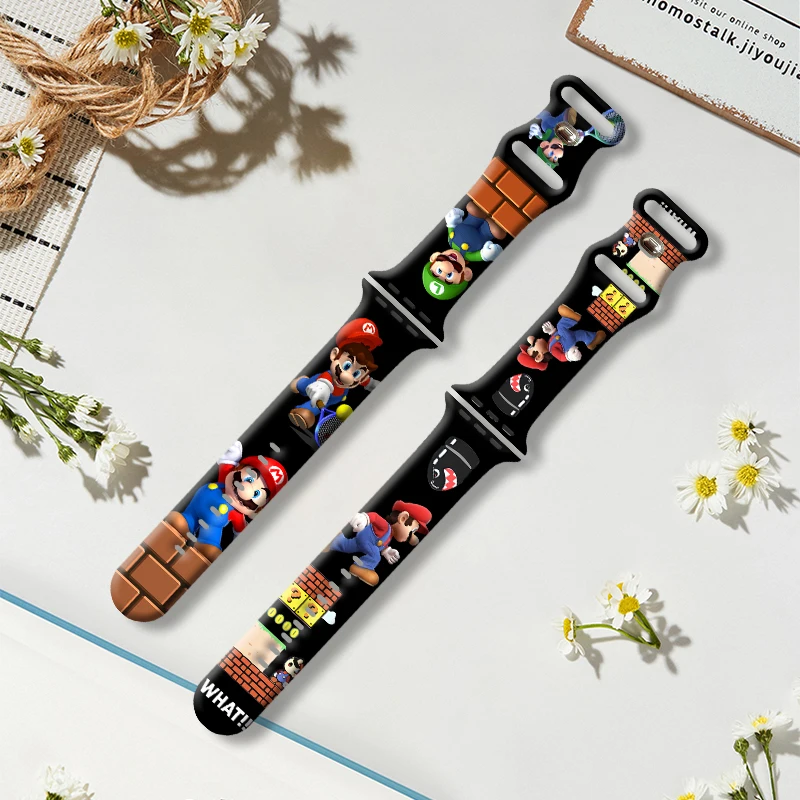 ماريو طباعة حزام ل iWatch 11 10 9 8 سيليكون الفرقة استبدال سوار ل أبل 46 مللي متر 44 مللي متر 42 مللي متر 41 مللي متر 38 مللي متر حزام الساعات #3