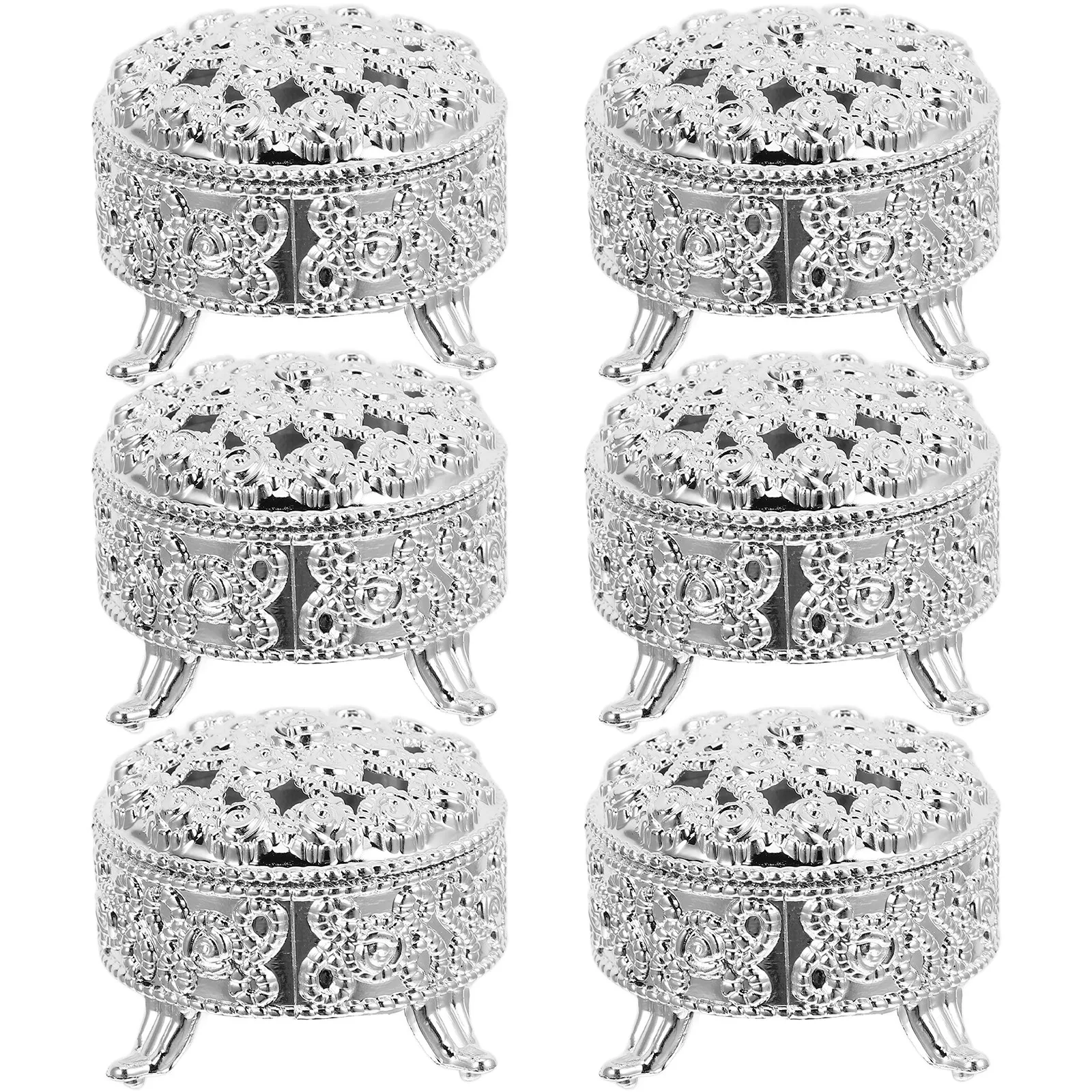

6 Pcs Treasure Chests Round Candy Boxes for Party Small Wedding Decorative Favor ABS
