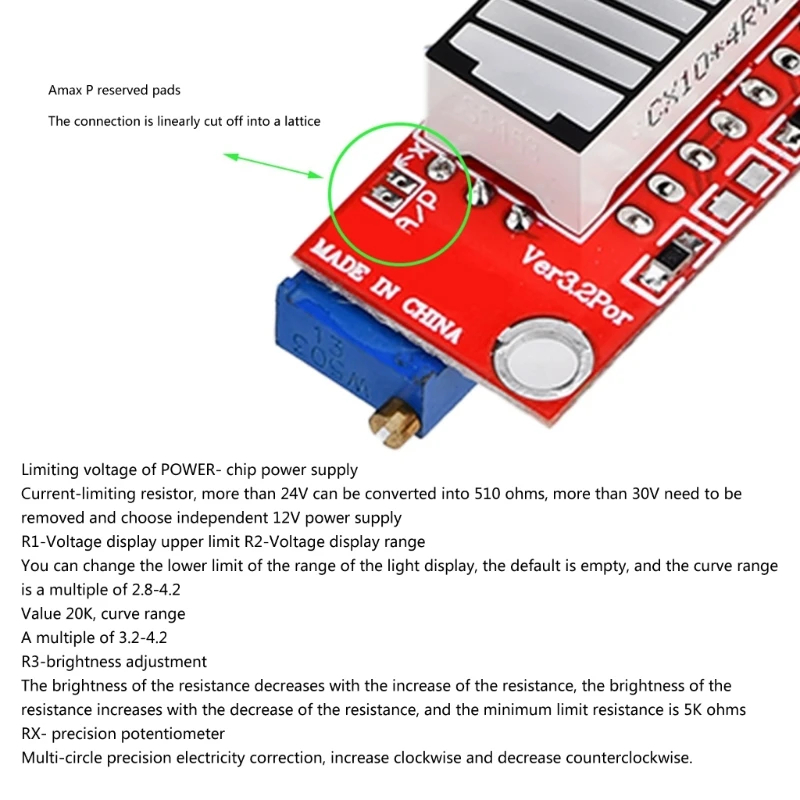 4-Color Battery Capacity Indicators Module Colorful Battery Level Tester