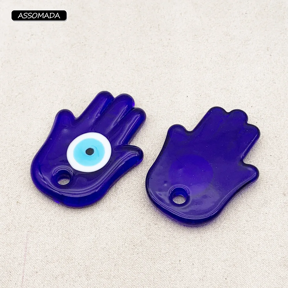 ASSOMADA Evil Eye Hamsa Hand Charms Lucky Blue Eyes For DIY Key Chain Turkish Star Pendant Handmade Decoration Gift Accessories