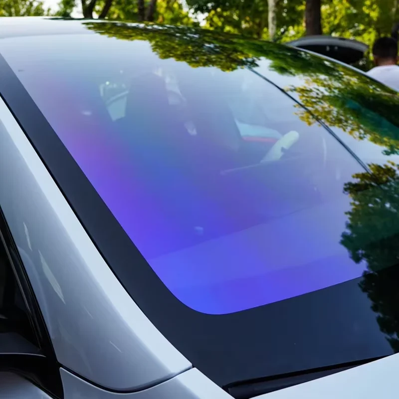 Оптовая продажа, нанокерамика, 84% Vlt, синий и фиолетовый оттенок хамелеона, фиолетовый хамелеон, тонировочная пленка для оконного стекла автомобиля, рулон