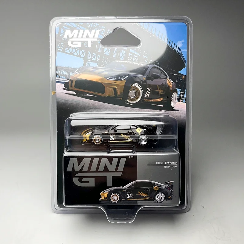 

MINIGT 1:64 # 1149 GR86 # 24 черно-золотых коллекционных статичных моделей автомобилей из сплава, украшенные, для праздничных подарков, игрушки, сувениры