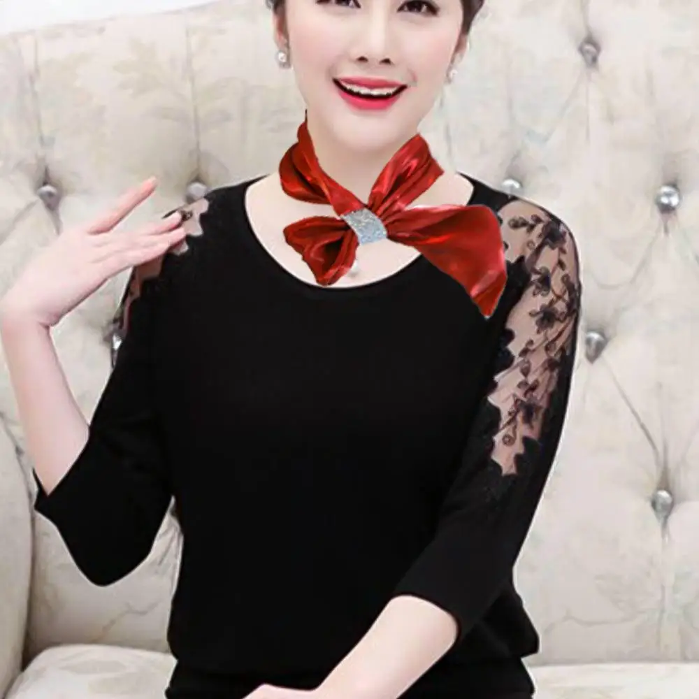 Sunscreen Shawl For Girl For Women Imitation silk Solid Color Cross Neckerchief Satin False Collar Silk Scarf Cross Scarves