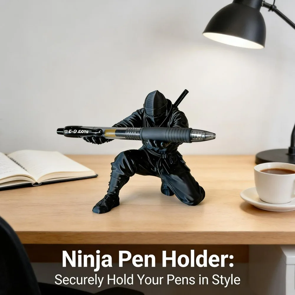 Pens/Pen Holder Unique Desktop Organizer Creative Ninja-Style 3D Printed Pen Holder Ballpoint Stand Storage Display Shelf Decor