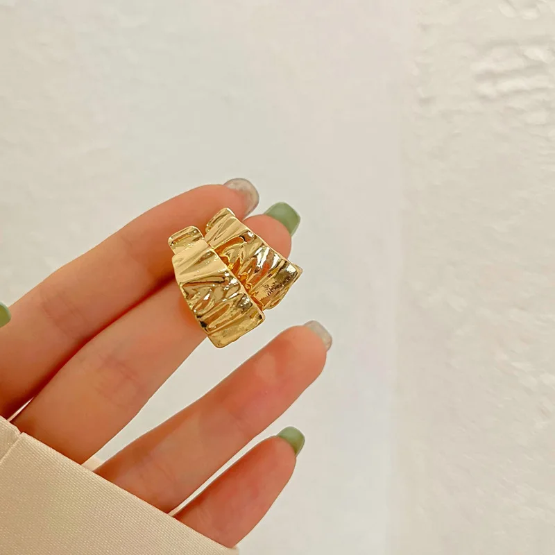Fashion Jewelry 925 Silver Needle Metallic Geometric Earrings Hot Sale Pretty Design Gold Color Metal Drop Earring For Girl Gift