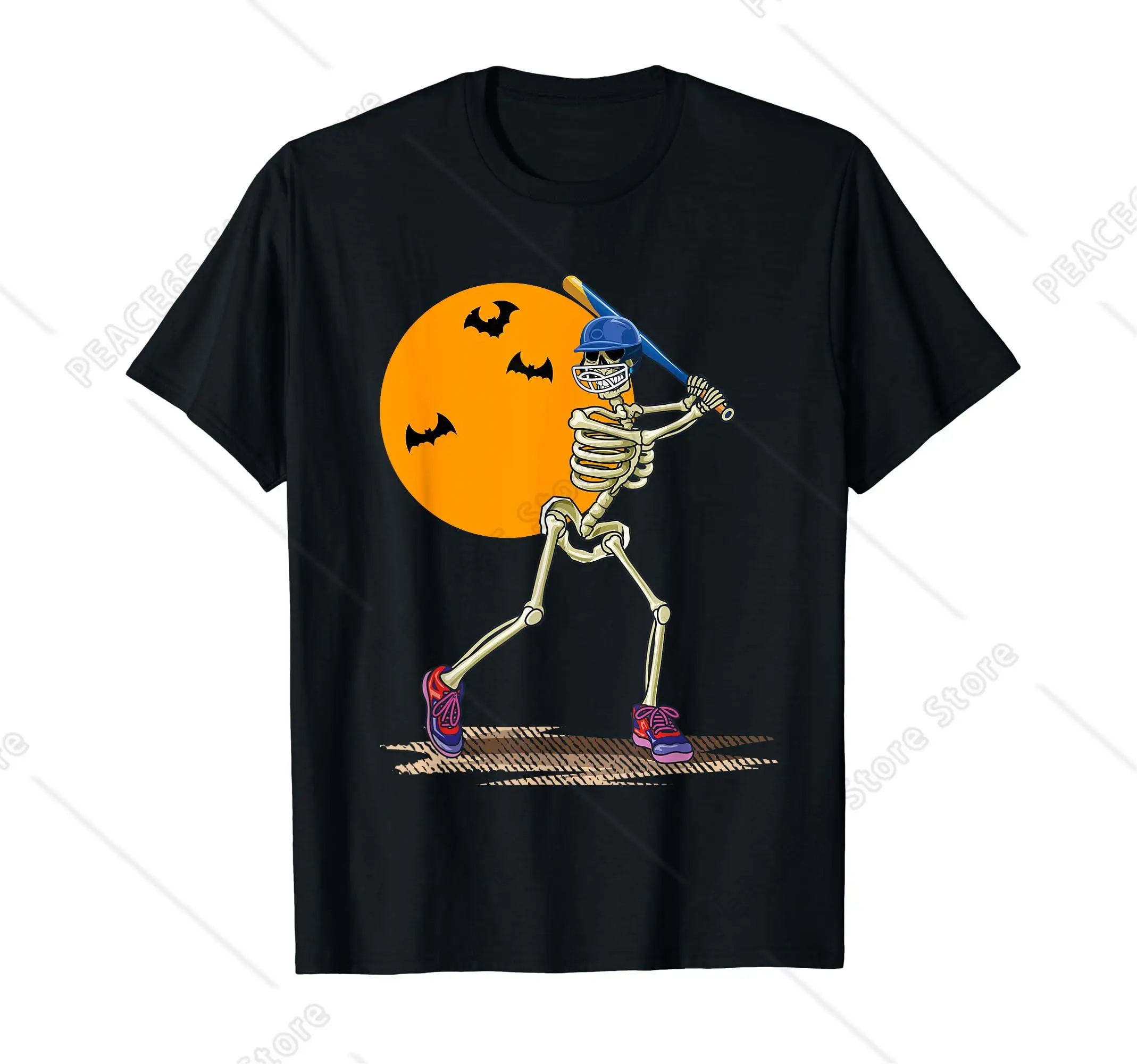 

Baseball Skeleton Halloween Men Boys Baseball Halloween T-Shirt