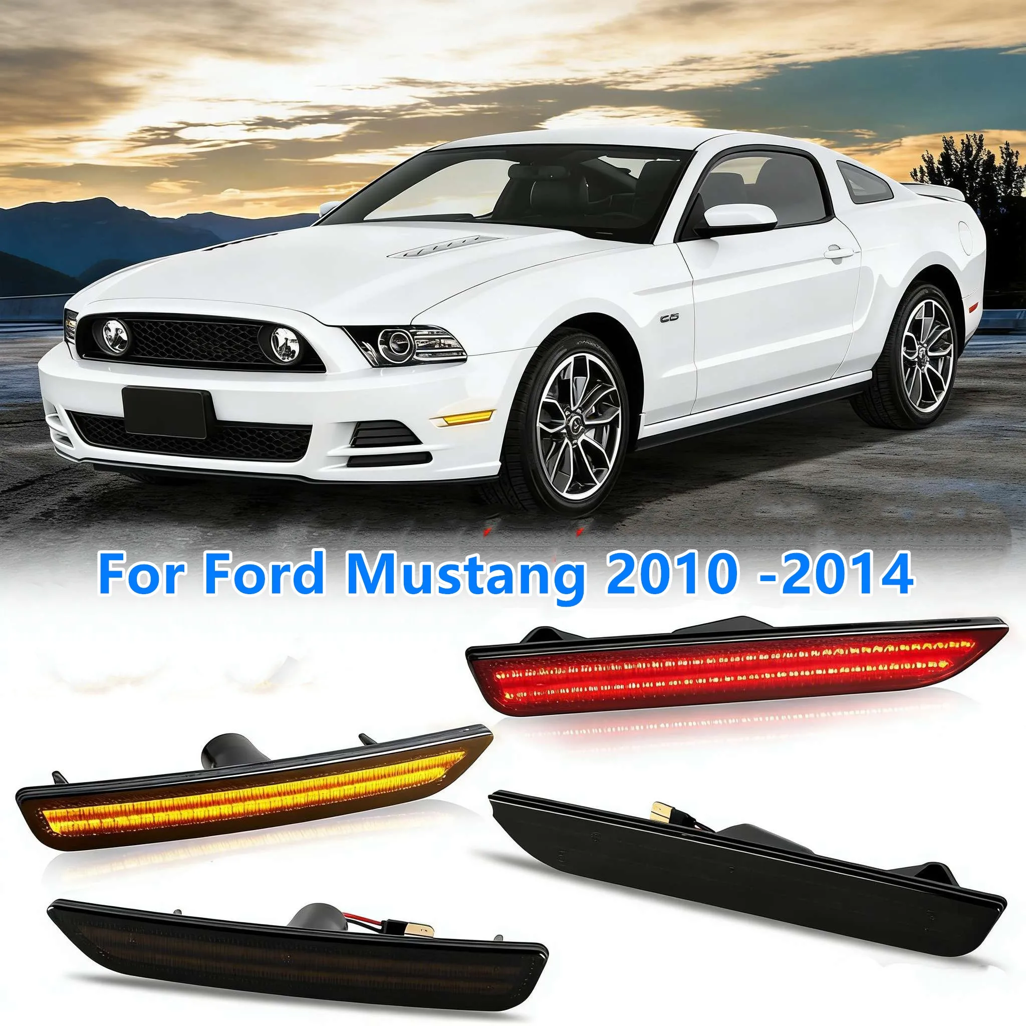 

Светодиодные боковые габаритные огни для Ford Mustang 2010-2014 годов, передние и задние, для крыльев