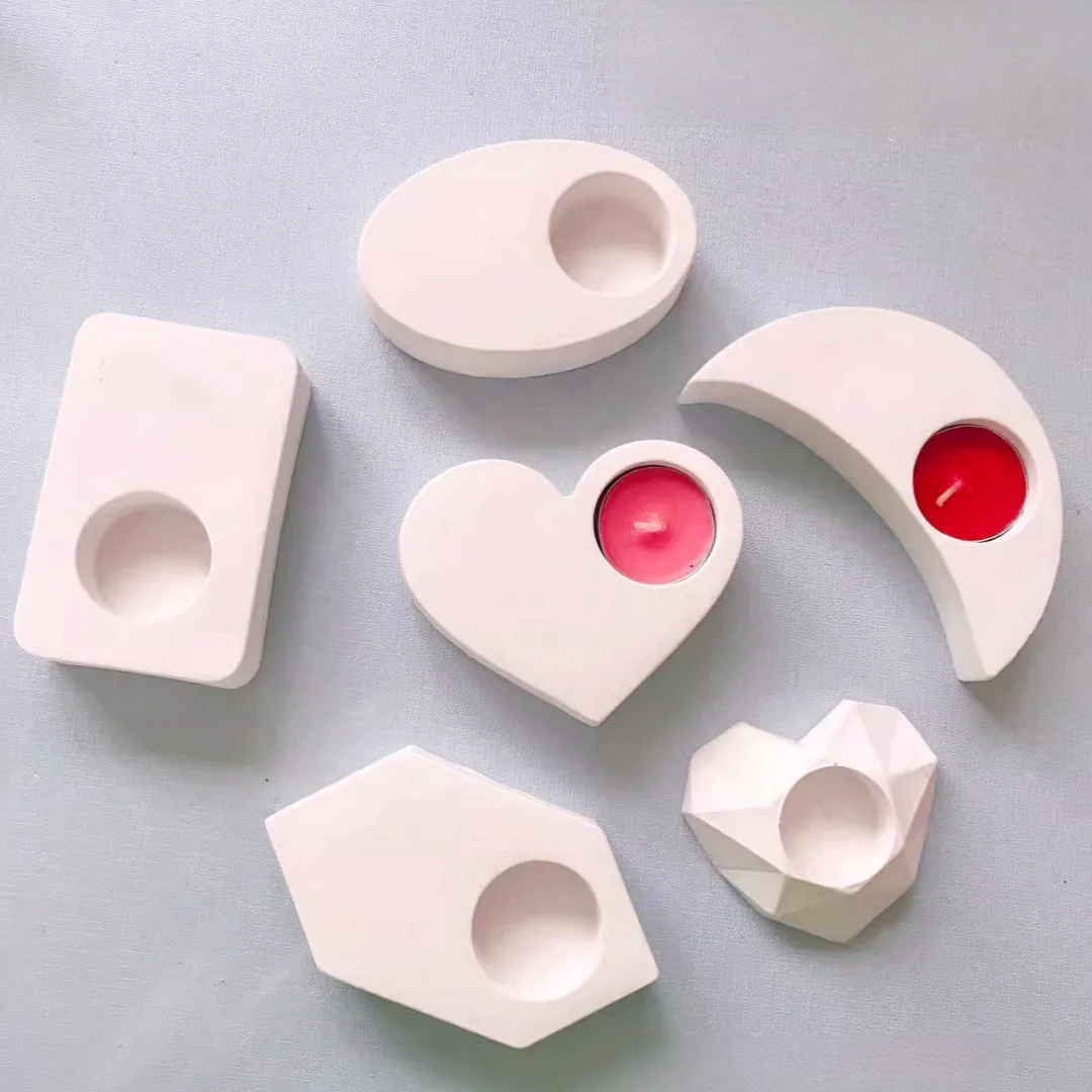 月形多角形燭台型楕円形ハート型アロマ石膏手作り DIY 材料エポキシ樹脂型