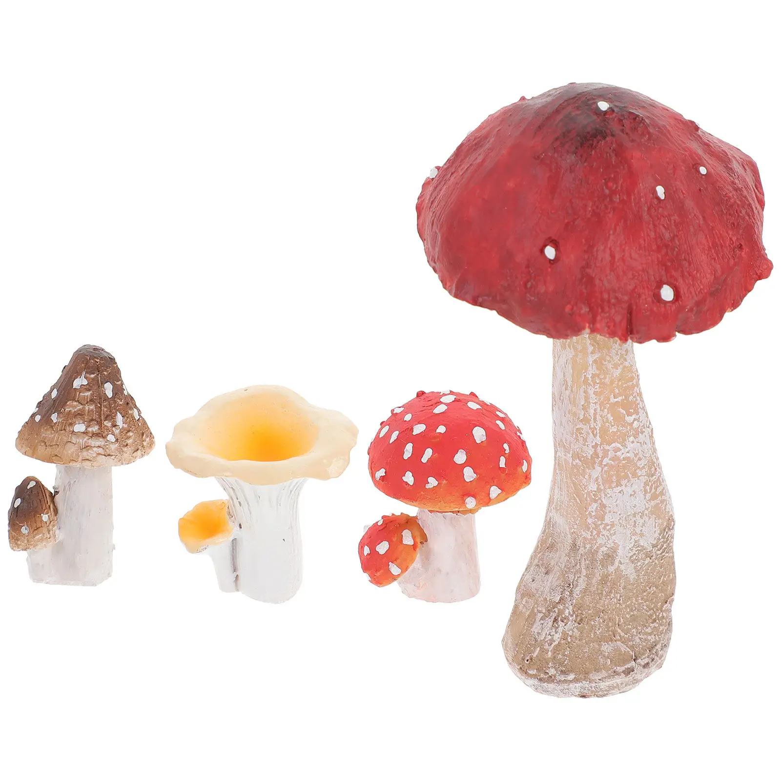 4Pcs Resin Miniature Mushroom Decor for Fairy Garden Bonsai Micro Landscape Tiny Mushroom Ornament Indoor Outdoor Decoration
