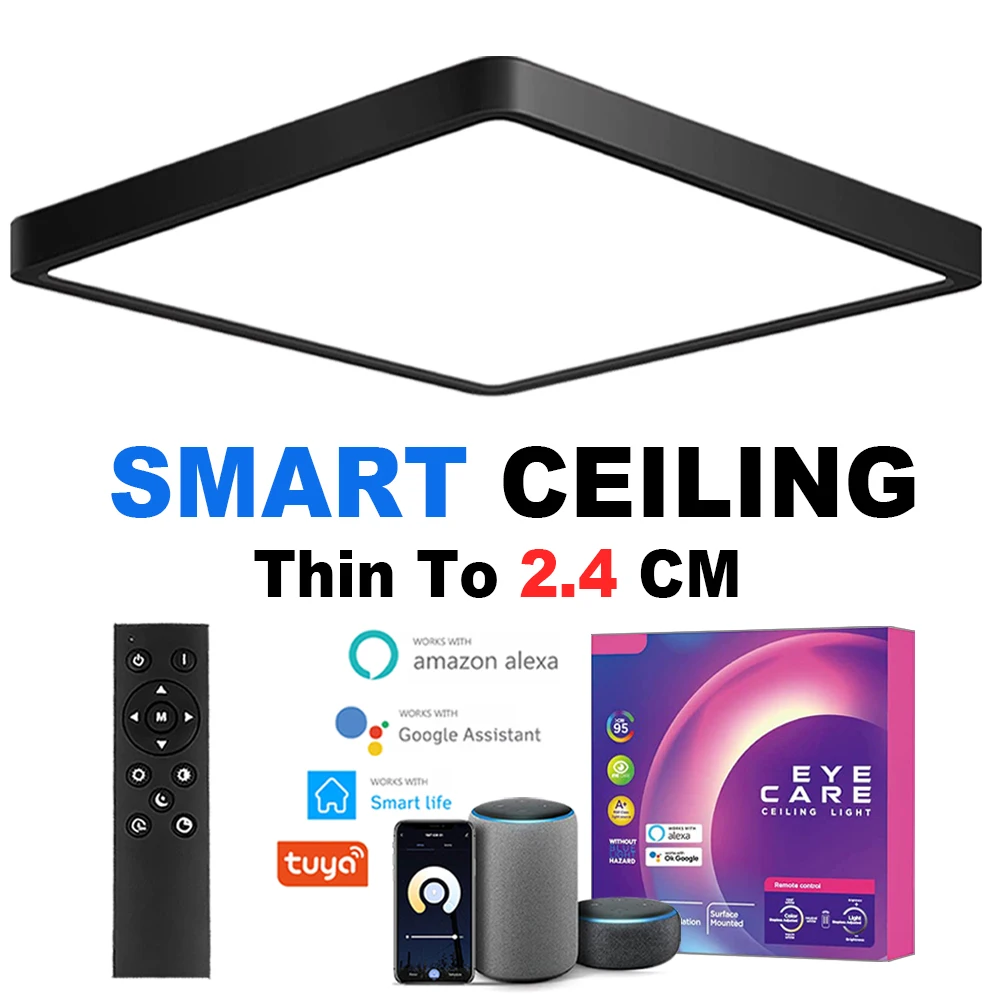 

Tuya Smart LED Ceiling Lamp Alexa App Voice Remote Control Square Ceiling Lights For Home Bedroom Living Room Kitchen Lustre