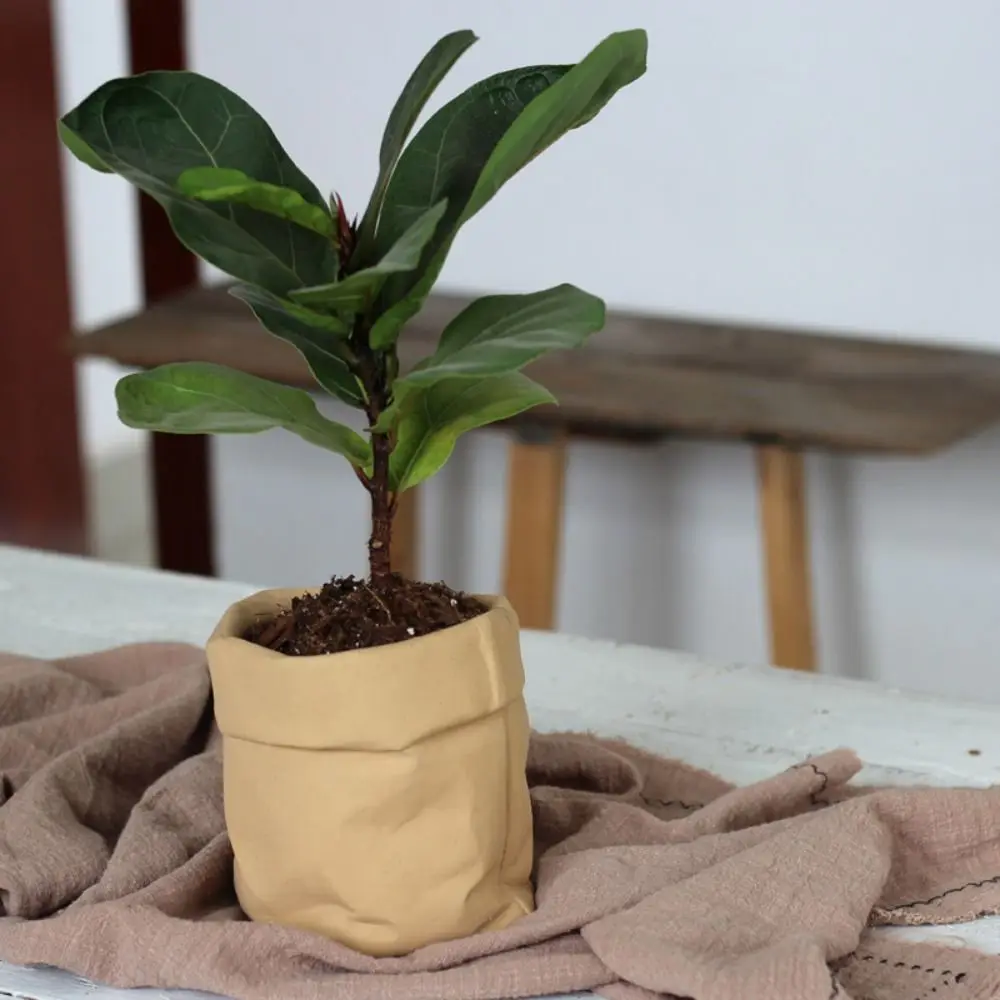 

Imitation Paper Bag Flowerpot Cement Handicraft Vase Ornament Simulated Hydroponic Flower Holder Balcony