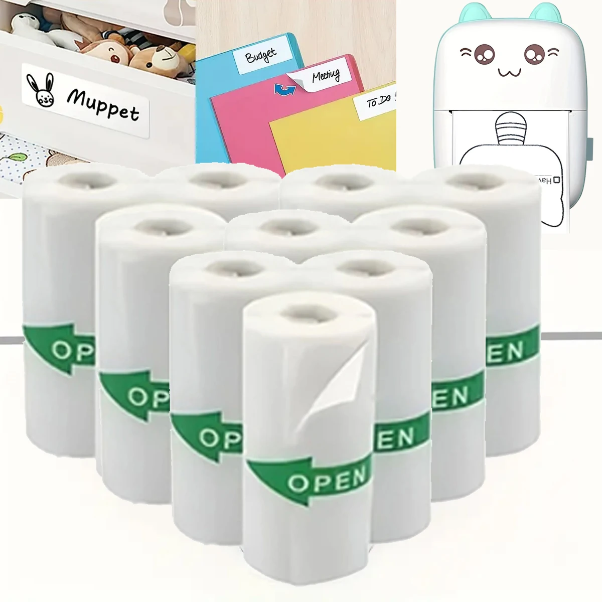 10 Pcs Mini Printer Paper, Self Adhesive Thermal Paper Printable Sticker Paper For Pocket Thermal Printer