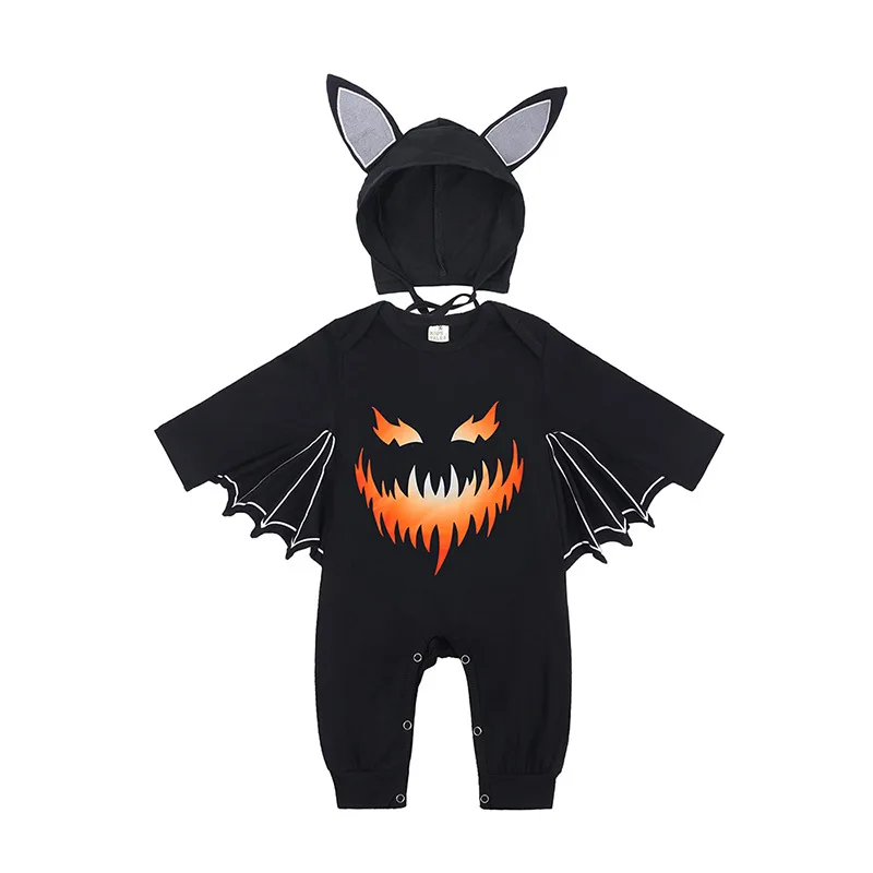 Umorden nova chegada roupas de halloween para bebês meninos meninas batbaby bat traje macacão abóbora assustador impressão 3-6m 6-12m 12-24m